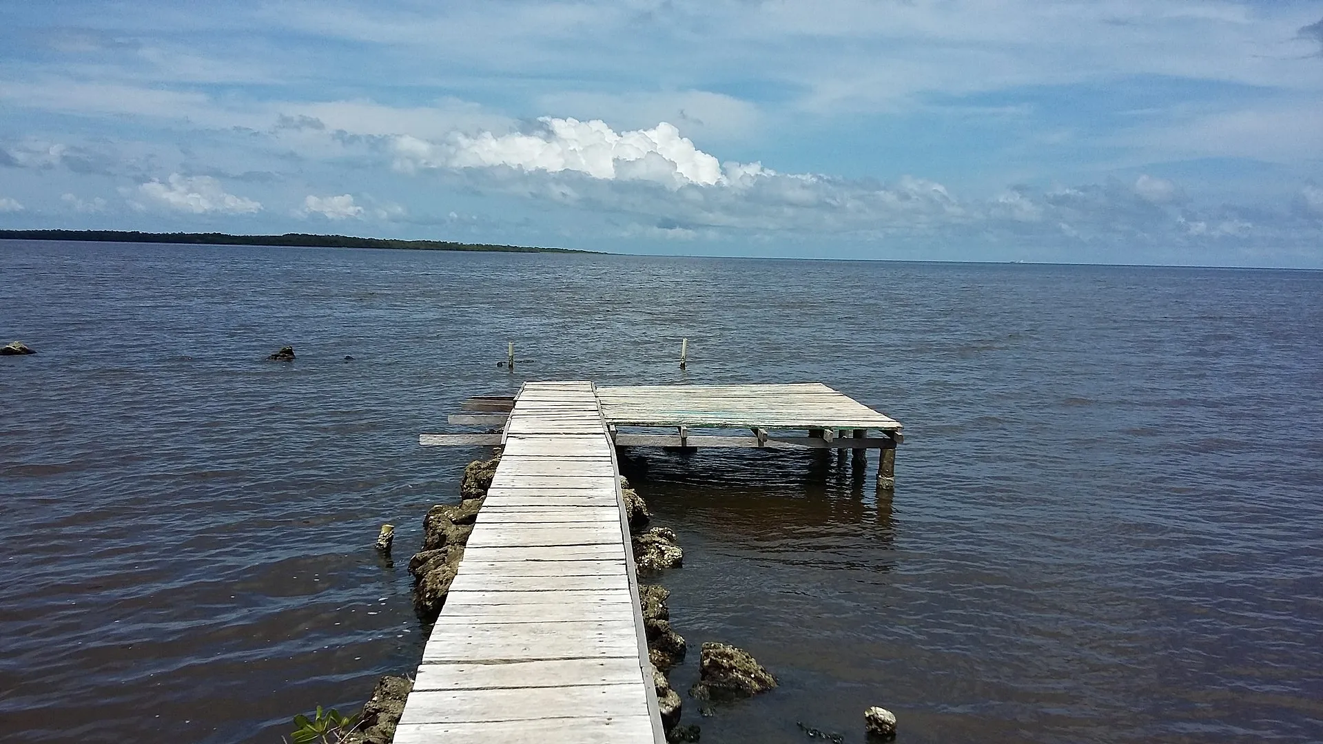 Muelle de madera en la bahía de Cispatá